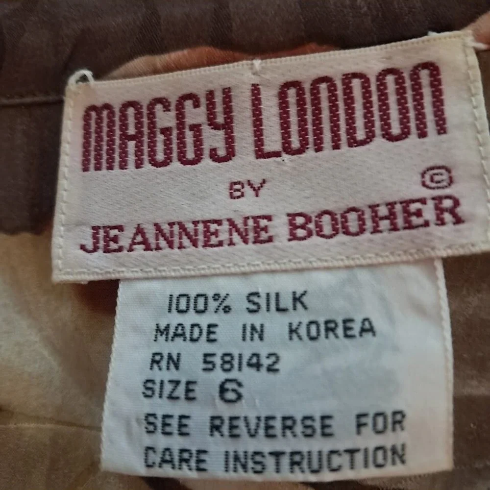 Vtg 80s MAGGY LONDON by‎ Jeannene Booher 6 100% Silk Leaf Print Wrap Mini Skirt - Picture 4 of 7